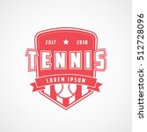 tennis emblem red flat icon on... | Shutterstock .eps vector #512728096