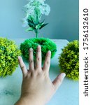 hand reaching for nature and... | Shutterstock . vector #1756132610