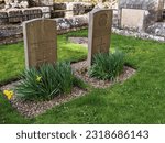 Small photo of Dryburgh, Scottish Borders, Scotland, UK. March 23, 2023. The simple plain gravestones for Field Marshall Douglas Haig and his wife Dorothy Maud.