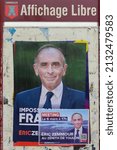 Small photo of Carnoules, France - 05 march 2022: a psoter of Eric Zemmour announce the political meeting in Toulon