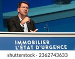 Small photo of Marseille, France, on September 14, 2023: Patrice Vergriete, Minister Delegate for Housing, attends the Union des Syndicats de l'Immobilier (Unis) conference.