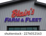 Small photo of Grafton, Wisconsin, USA - March 16th, 2023: Blain's Farm and Fleet is a regional chain of 44 retail stores in Wisconsin, Illinois, Iowa and Michigan.