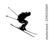 vector silhouette of a skier in ...
