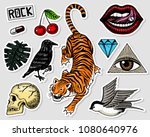 set of fashion patches. tattoo... | Shutterstock .eps vector #1080640976
