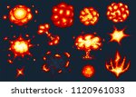 pixel art explosions. game... | Shutterstock .eps vector #1120961033