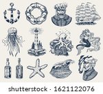 nautical adventure set. sea... | Shutterstock .eps vector #1621122076