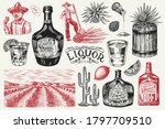 liquor bottle  shot with lime ... | Shutterstock .eps vector #1797709510