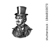 victorian gentleman with hat... | Shutterstock .eps vector #1866810073