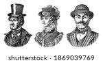 victorian and woman gentleman... | Shutterstock .eps vector #1869039769
