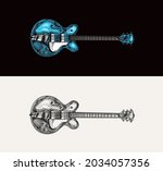 semi acoustic jazz bass guitar... | Shutterstock .eps vector #2034057356