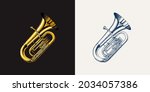 jazz tuba in monochrome... | Shutterstock .eps vector #2034057386