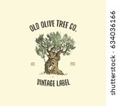 olive tree logo engraved or... | Shutterstock .eps vector #634036166