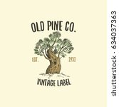 pine tree logo engraved or hand ... | Shutterstock .eps vector #634037363