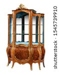 Small photo of Vintage French style display cabinet with ormolu gold mounts isolated on white