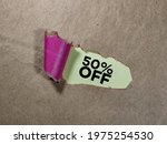 50% discount. ad with a 50% discount tag. Retail advertising campaign. shopping concept.