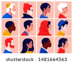 a set of people's faces in... | Shutterstock .eps vector #1481664563