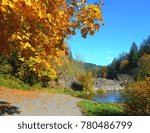 Small photo of Country Colors - Autumn scene along the McKenzie River at Ben and Kay Dorris County Park - near Vida, OR