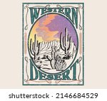 Western desert graphic print design for t shirt, poster, sticker and others.