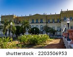 Small photo of Rio de Janeiro RJ Brazil September 18 2022 - Gardens at the entrance of the National Museum of Natural History located in Quinta da Boavista, former imperial residence, built in 1803.