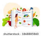 woman reading the recipe ... | Shutterstock .eps vector #1868885860