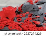 Red poppies on Tomb of the Unknown Soldier in Ottawa, Canada on Remembrance Day