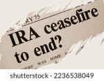 news story from 1975 newspaper headline article title - IRA ceasefire to end in sepia