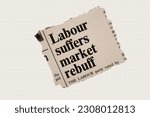 Small photo of Labour suffers market rebuff - news story from 1975 newspaper headline article title in sepia