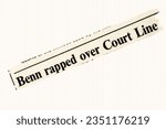 Small photo of Benn rapped over Court Line - news story from 1975 UK newspaper headline article title in sepia