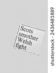 Small photo of Scots smother Welsh fight - news story from 1973 UK newspaper headline article title pencil sketch