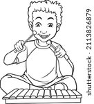 Kid Playing Xylophone Line...