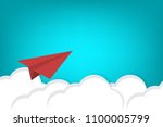 red paper airplane flying over... | Shutterstock .eps vector #1100005799