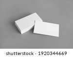 Blank white business cards on...