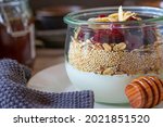Breakfast Granola in a glass bowl