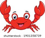 Cute Happy Crab Cartoon...