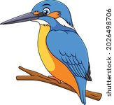 Cute Kingfisher Bird Cartoon...