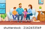 happy family sitting on the... | Shutterstock .eps vector #2162653569