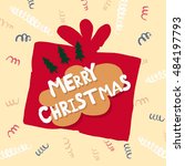 hand drawn christmas card with... | Shutterstock .eps vector #484197793