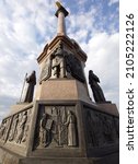 Small photo of Yaroslavl, Russia - June 12, 2021: Strelka Park. Monument to the 1000th anniversary of Yaroslavl