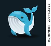 blue whale vector emoji... | Shutterstock .eps vector #2039416913