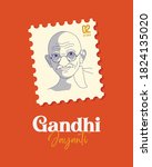happy gandhi jayanti text with... | Shutterstock .eps vector #1824135020