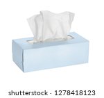 Blue tissue box isolated on white background - Image