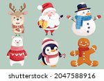 watercolor christmas characters ... | Shutterstock .eps vector #2047588916