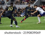 Small photo of Los Angeles FC midfielder Latif Blessing (7) passes the ball to forward midfielder Jose Cifuentes (20) during an MLS soccer match against the D.C. United Saturday, Aug. 16, 2022, in Los Angeles.