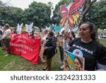 Small photo of A ``Solidarity Rally with Floridians" to condemn Florida Governor Ron DeSantis' attacks on immigrants through legislation such as SB 1718, outside City Hall in Los Angeles, June 28, 2023.