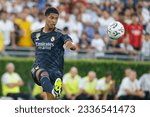 Small photo of Real Madrid midfielder Jude Bellingham (5) in actions during a Soccer Champions Tour match between the AC Milan and Real Madrid FC in Pasadena, Calif. July 23, 2023.