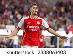 Small photo of Arsenal's Kai Havertz celebrates his goal during a Soccer Champions Tour match between the Arsenal F.C. and the FC Barcelona in Inglewood, Calif. July 26, 2023.