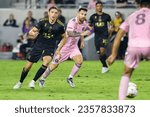 Small photo of Inter Miami's Lionel Messi (R) and Los Angeles FC's Ilie Sanchez (L) in actions during an MLS soccer match Sunday, Sept. 3, 2022, in Los Angeles.