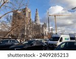 Small photo of PARIS, FRANCE - 01.06.2024: restoration of Notre Dame Cathedral. Spire. Opening of Notre Dame de Paris Cathedral for the Olympic Games