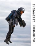 Small photo of Yeovilton, Somerset / UK - July 13 2019:Gravity Industries Inventor and Ex-Royal Marines Reservist Richard Browning nicknamed the real-life Iron Man flies his 1000bhp jet suit at RNAS Yeovilton Airday