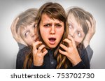 woman with split personality... | Shutterstock . vector #753702730